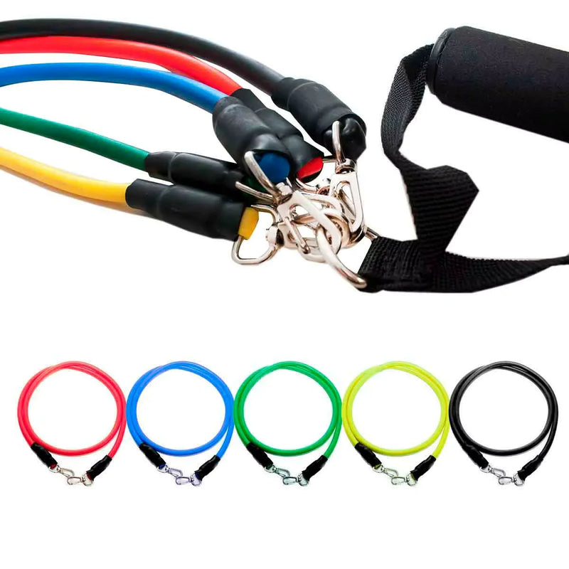 Kit de Elásticos de Resistência Completo – 11 Peças | Treino Funcional, Musculação e Cross Training