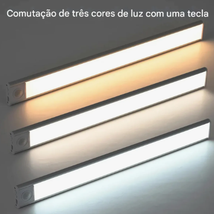 Luz LED Inteligente com Sensor de Movimento – Recarregável e Autoadesiva