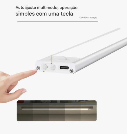 Luz LED Inteligente com Sensor de Movimento – Recarregável e Autoadesiva