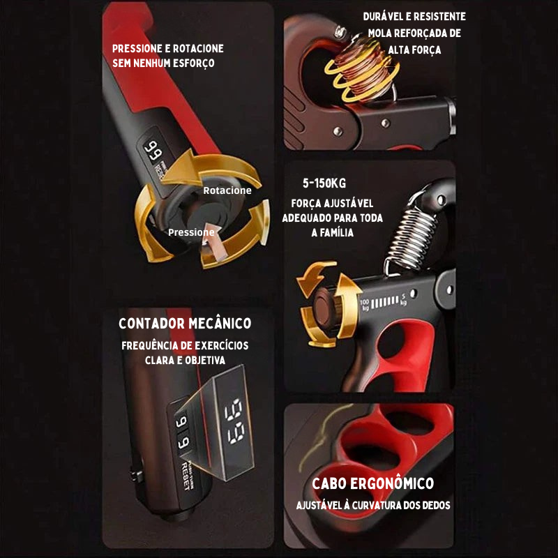 Fortalecedor de Mãos com Contador Inteligente – Força, Resistência e Desempenho em um Só Equipamento!