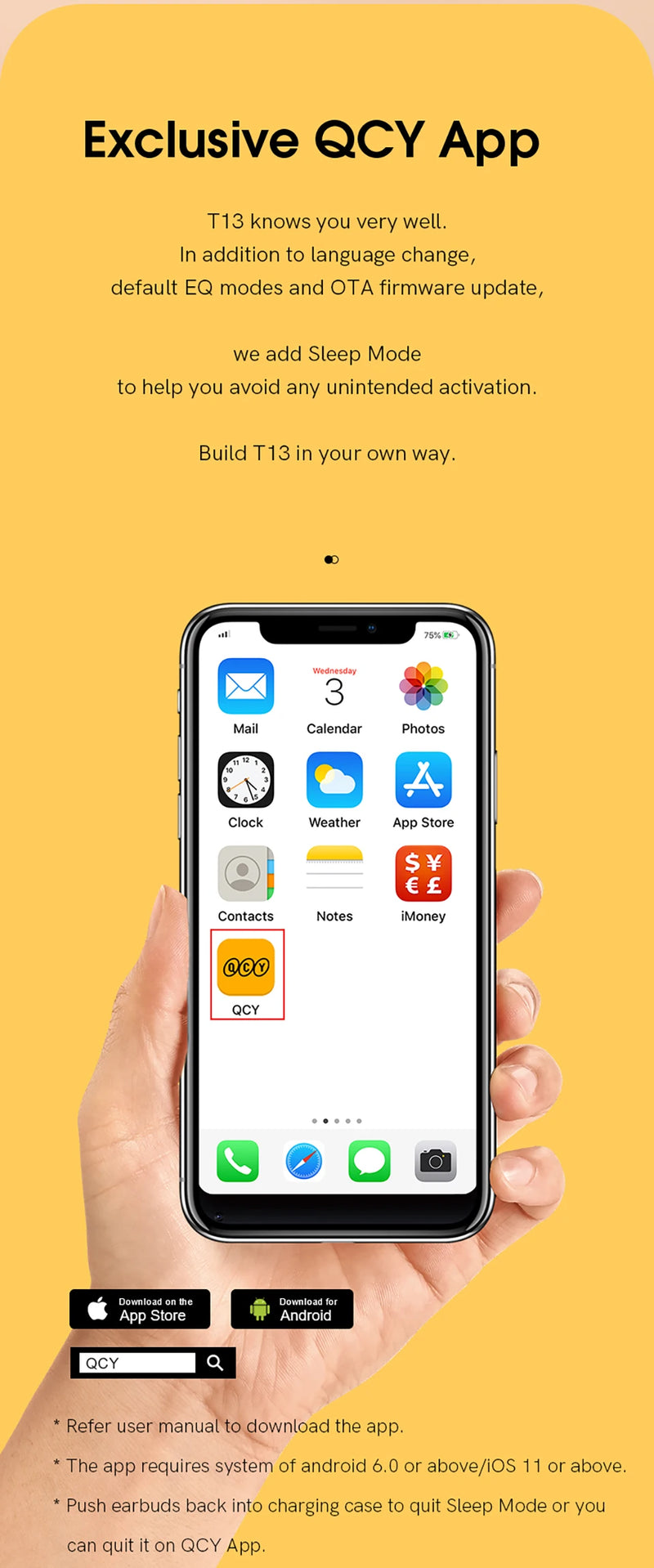 Fone de Ouvido Bluetooth QCY T13 – TWS Sem Fio com ENC, 4 Microfones e APP Personalizável