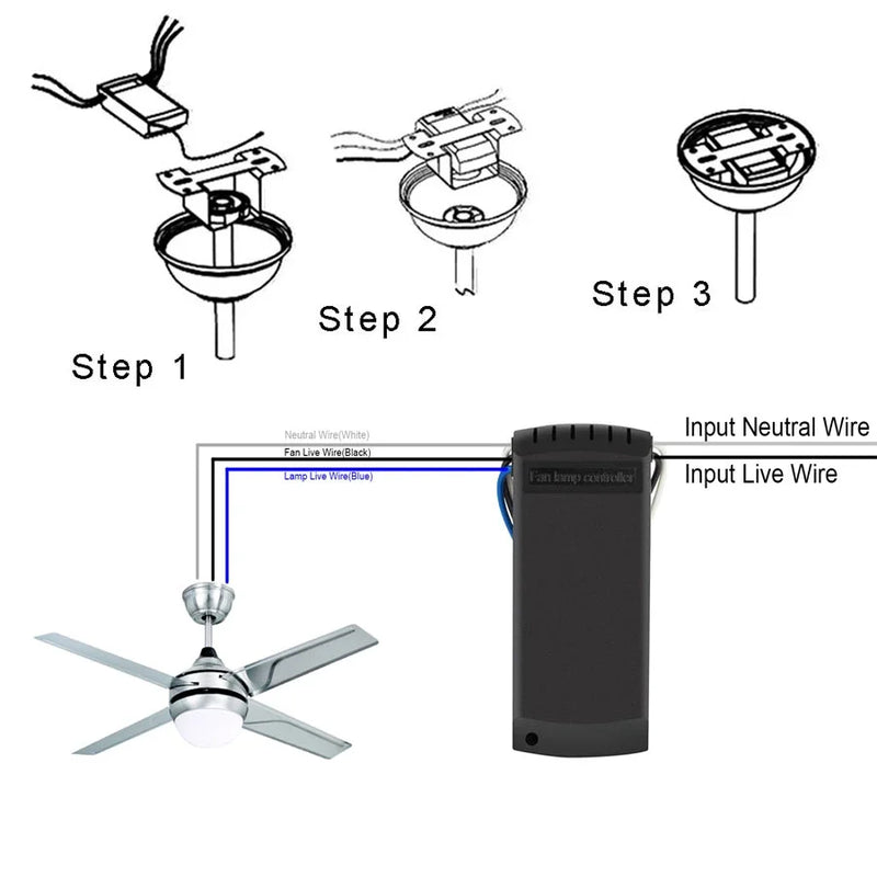 Ventilador de teto universal com lâmpada e kit de controle remoto inteligente