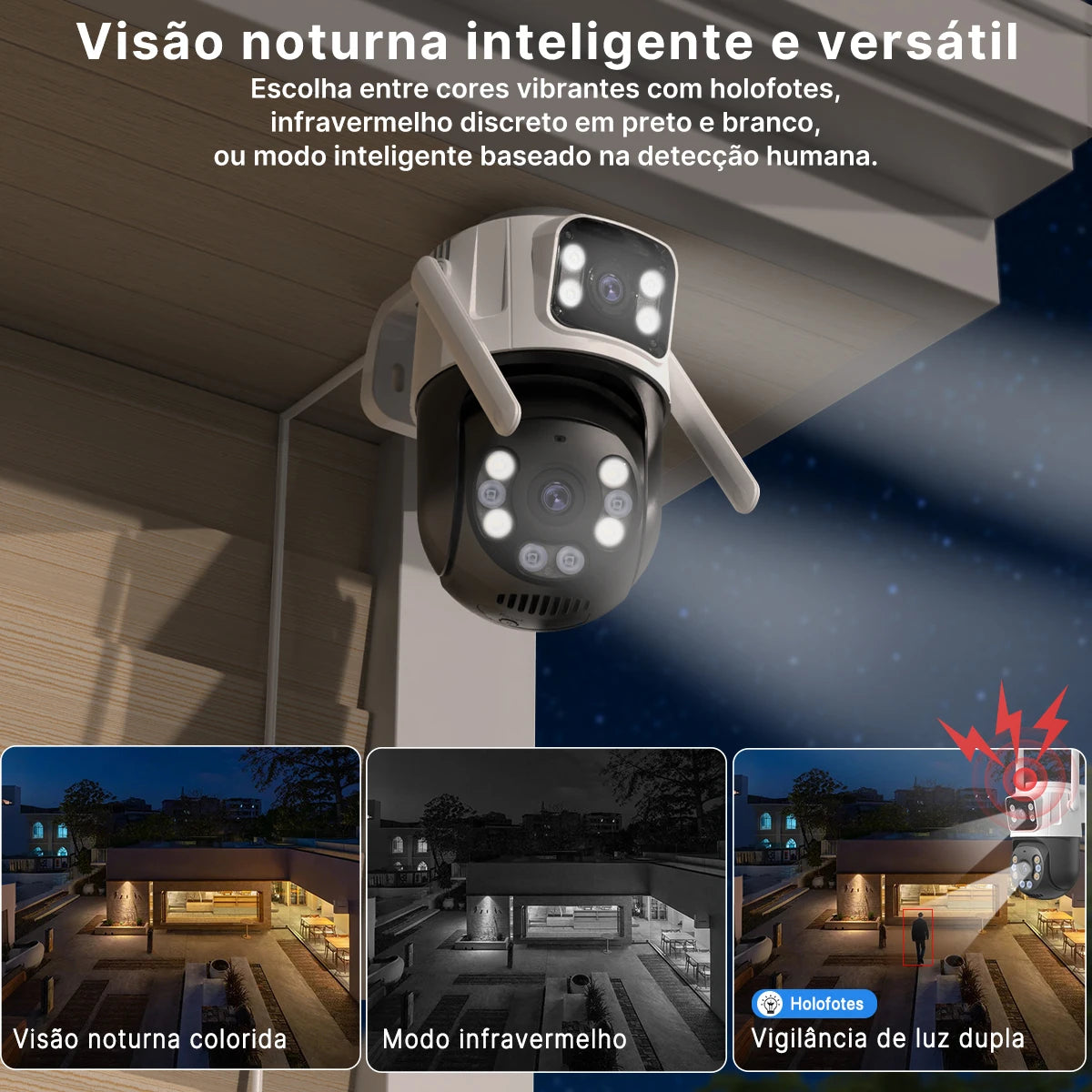 Câmera de Segurança P2 PTZ IP WiFi Externa com Rastreamento Automático