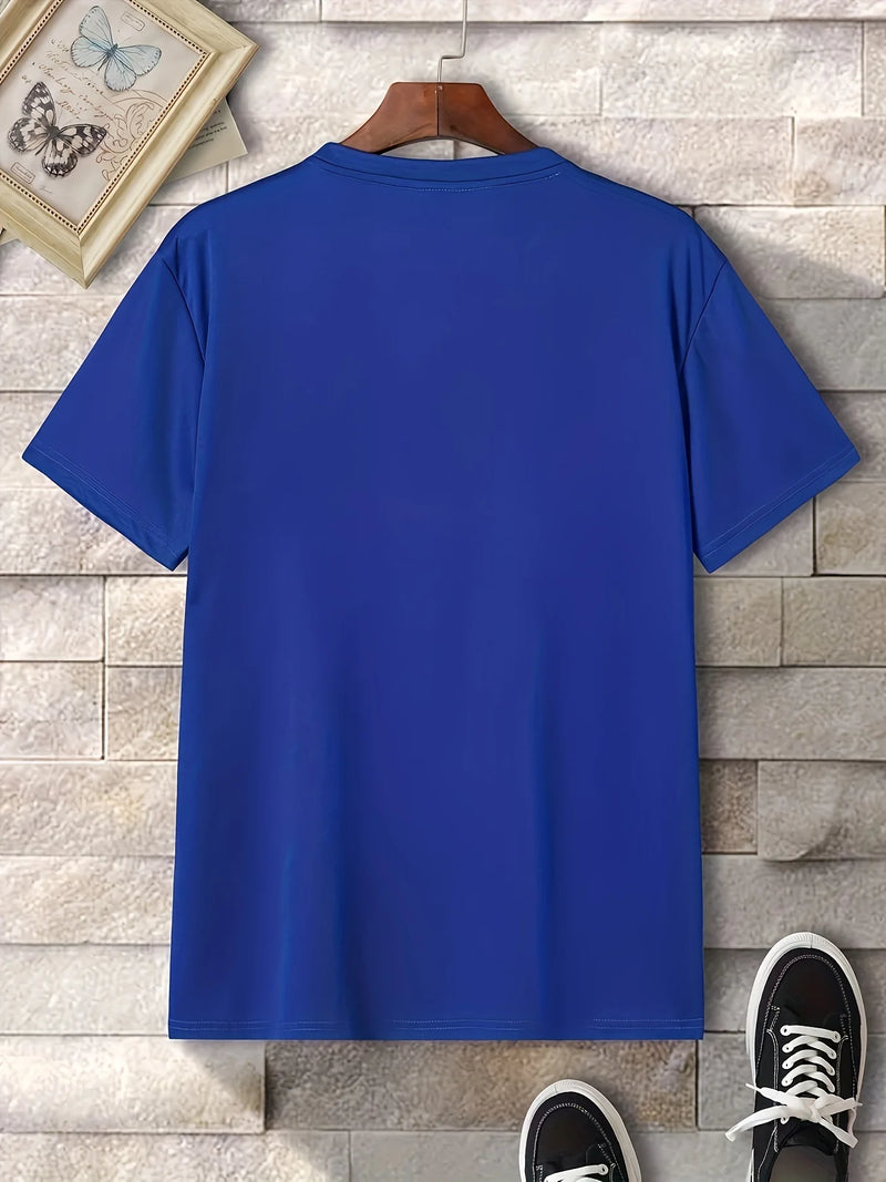 Camiseta masculina casual ajuste em torno do pescoço manga curta