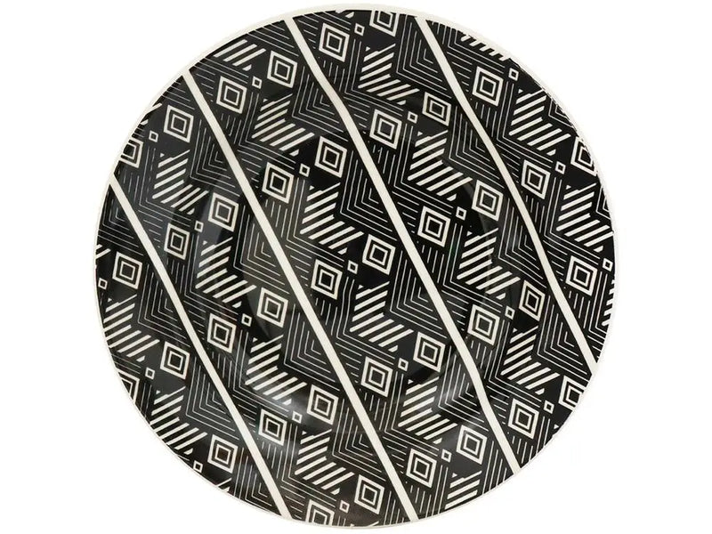 Conjunto de 20 Peças de Cerâmica Redonda Biona – Jogo de Jantar e Chá Donna nas Cores Bege e Preto