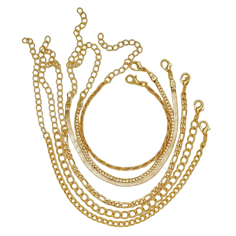 Pulseira Corrente Torcida Dourada – Kit com 11 Unidades Ajustáveis e Elegantes