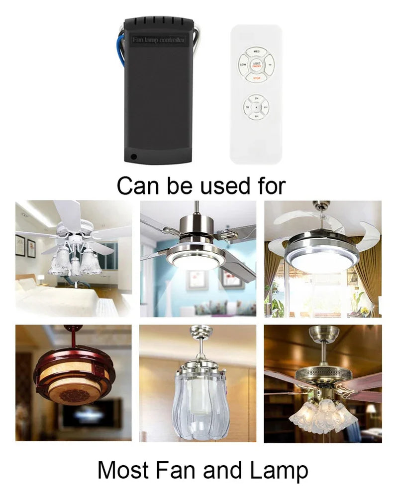 Ventilador de teto universal com lâmpada e kit de controle remoto inteligente
