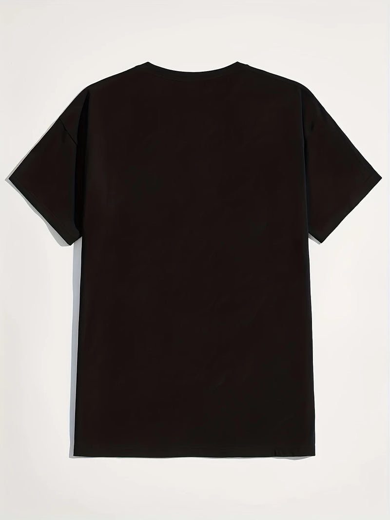 Camiseta masculina casual ajuste em torno do pescoço manga curta