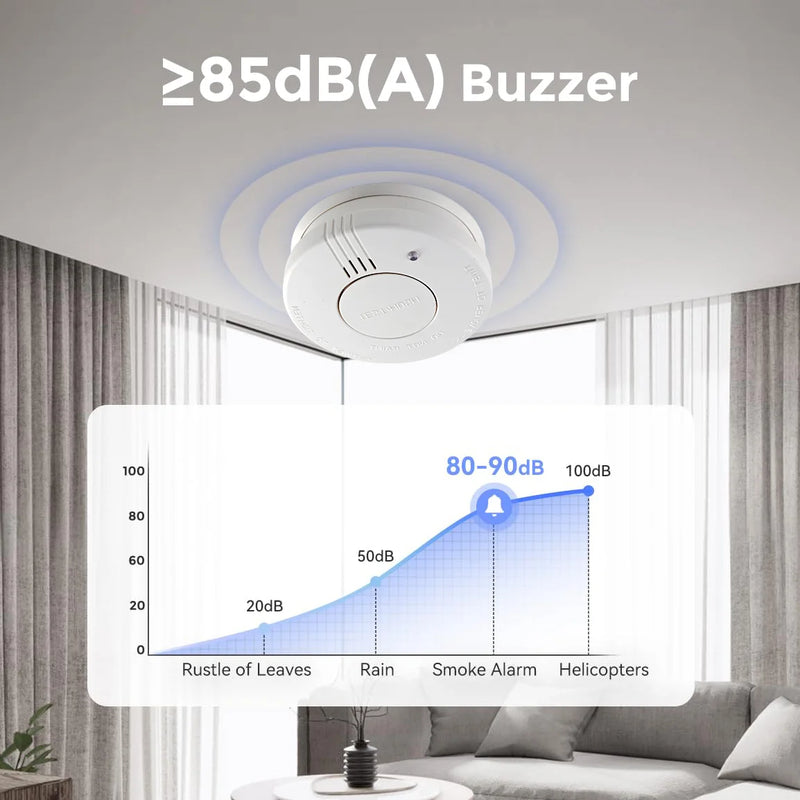 Alarme de fumaça incêndio fotoelétrico sensor de fumaça bip de bateria fraca para quarto, cozinha ou escritório