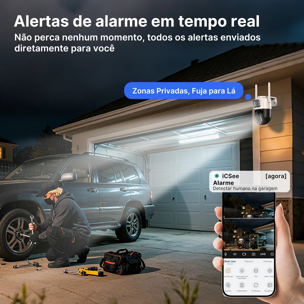 Câmera de Segurança P2 PTZ IP WiFi Externa com Rastreamento Automático