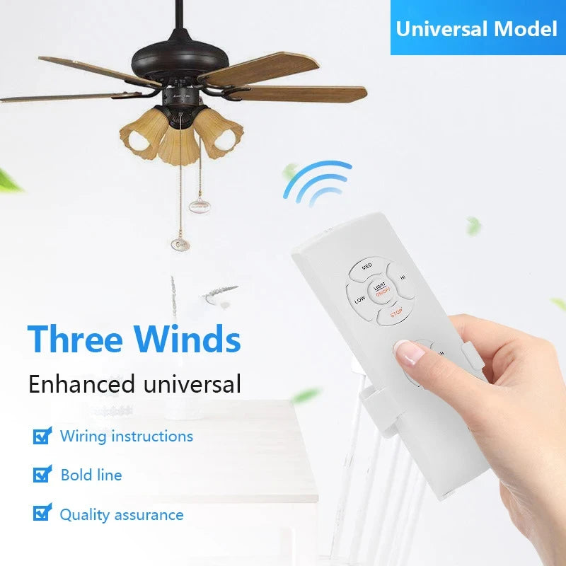 Ventilador de teto universal com lâmpada e kit de controle remoto inteligente