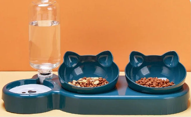 Comedouro 3 em 1 para Gatos com Bebedouro Automático – Conforto, Hidratação e Design Inteligente