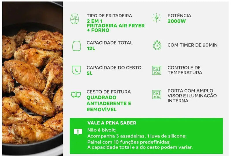 Forno Elétrico sem Óleo Mondial – Praticidade, Potência e Sabor sem Gordura
