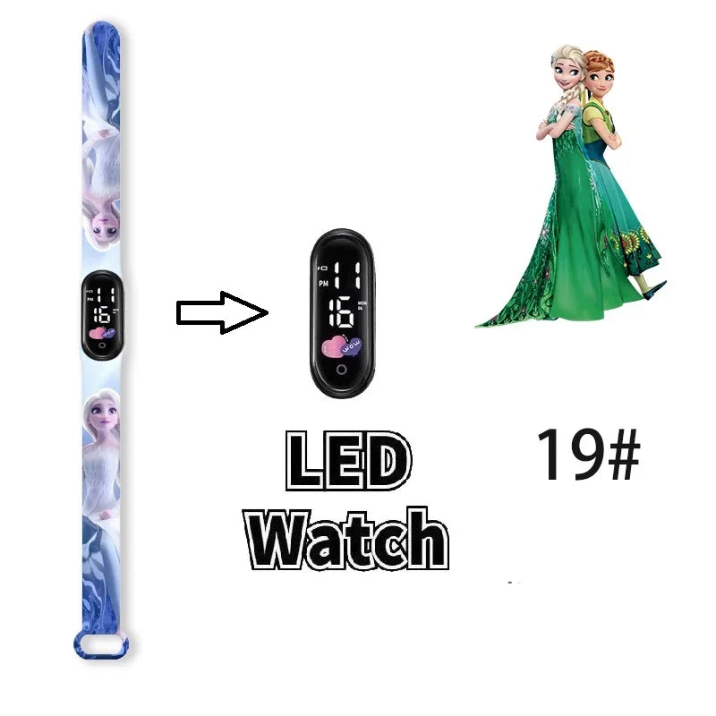 Princesa Elsa da Frozen relógio digital para meninas com pulseira em LED