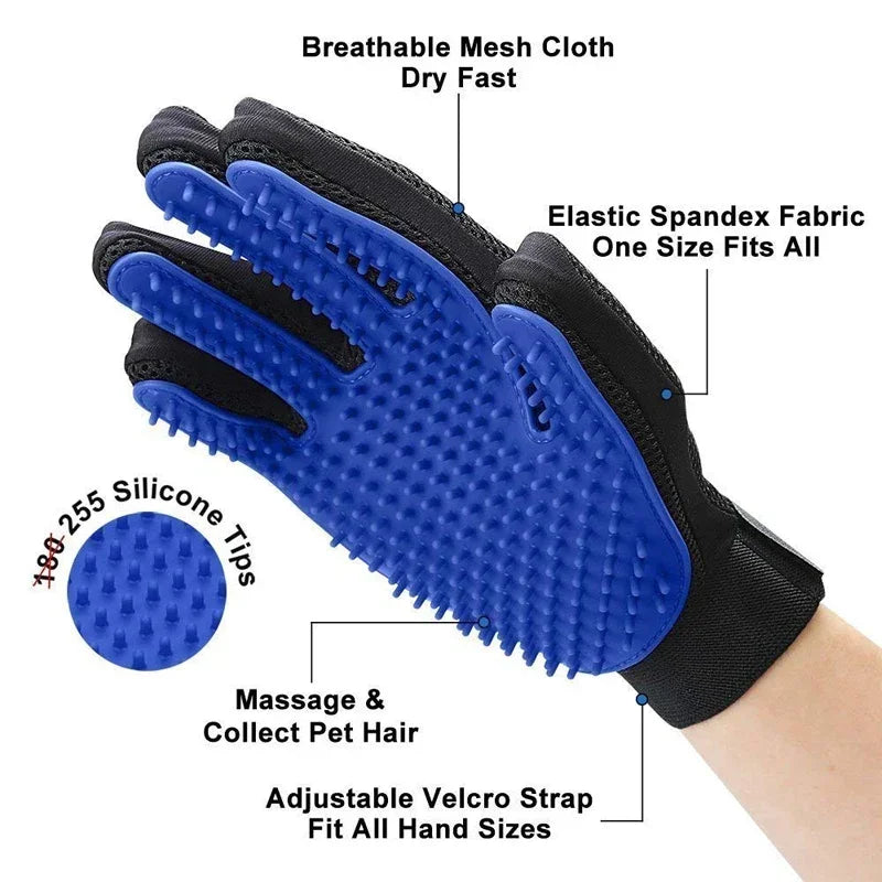 Luva de Silicone para escovar gatos. Dar banho em cachorro. Limpeza. Depilação.