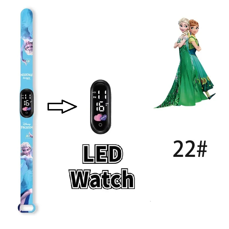 Princesa Elsa da Frozen relógio digital para meninas com pulseira em LED