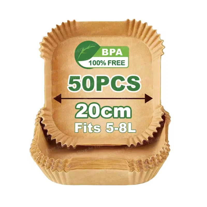 Papel Antiaderente Quadrado para Air Fryer – Praticidade, Limpeza e Cozimento Perfeito