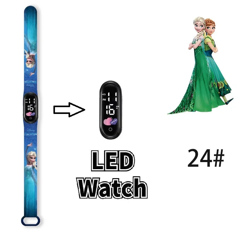 Princesa Elsa da Frozen relógio digital para meninas com pulseira em LED