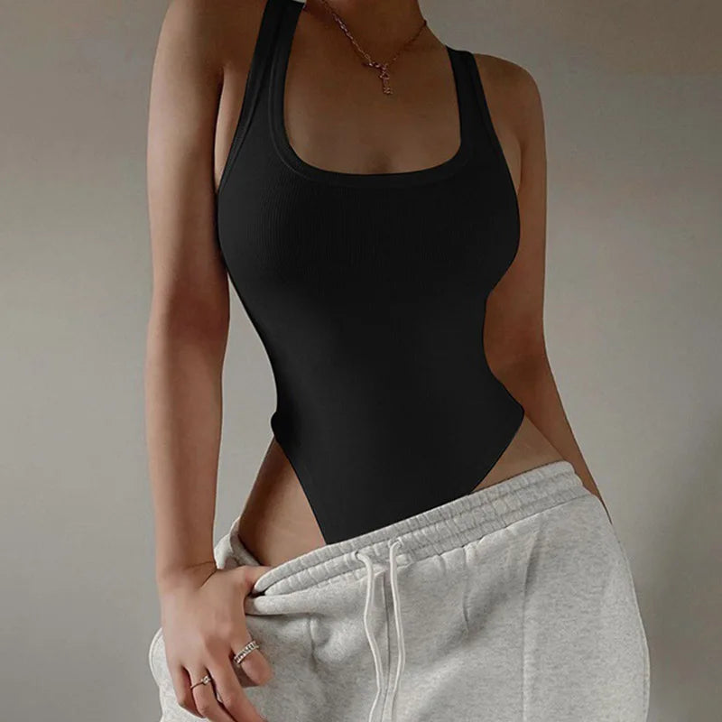Bodysuit de malha sem mangas