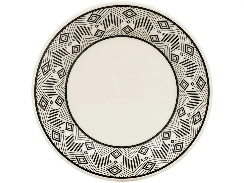 Conjunto de 20 Peças de Cerâmica Redonda Biona – Jogo de Jantar e Chá Donna nas Cores Bege e Preto