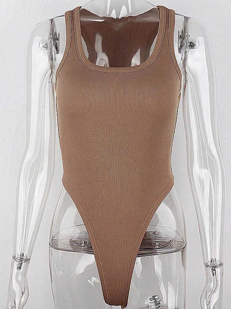 Bodysuit de malha sem mangas