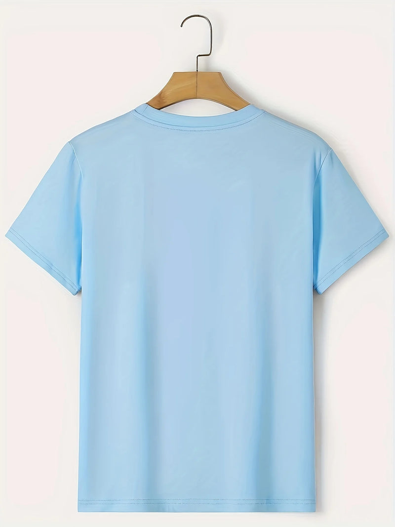 Camiseta masculina casual ajuste em torno do pescoço manga curta