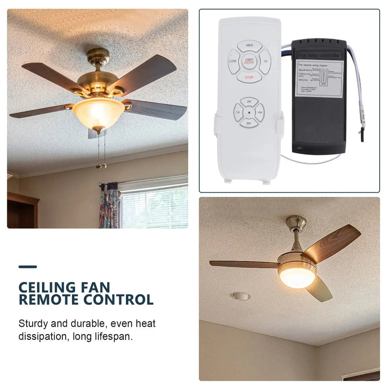 Ventilador de teto universal com lâmpada e kit de controle remoto inteligente