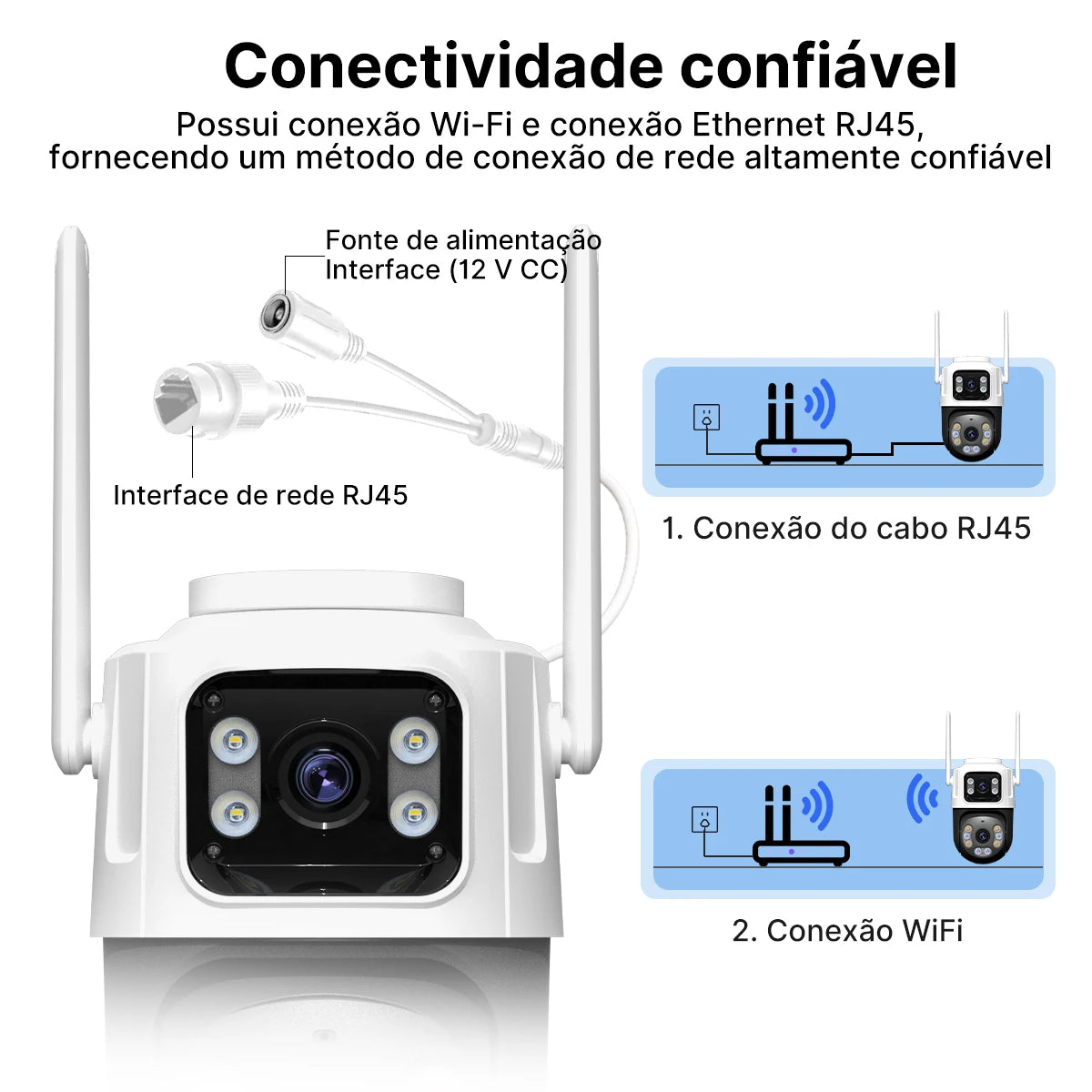 Câmera de Segurança P2 PTZ IP WiFi Externa com Rastreamento Automático