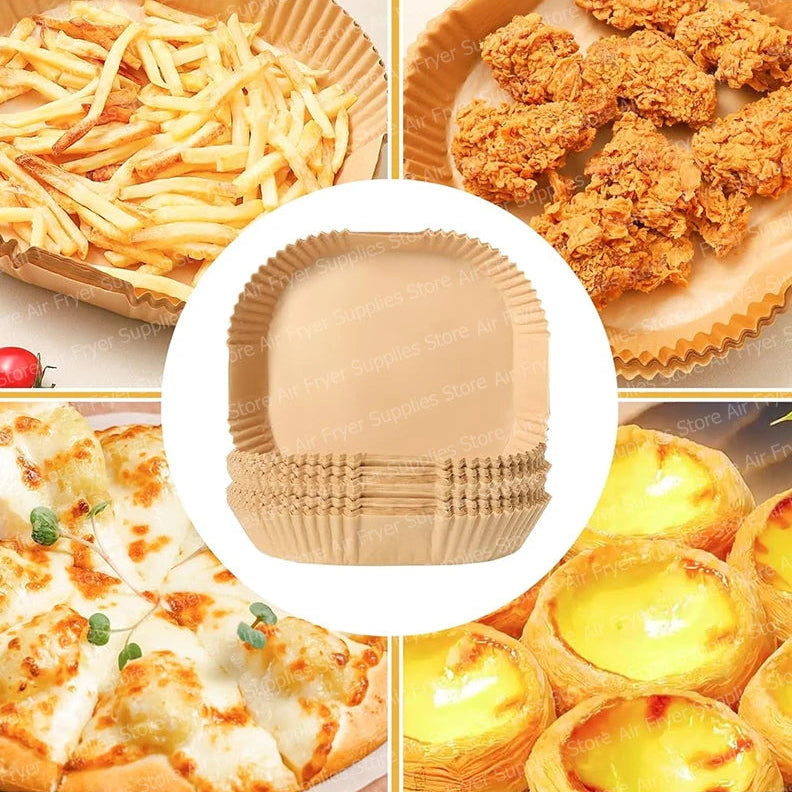 Papel Antiaderente Quadrado para Air Fryer – Praticidade, Limpeza e Cozimento Perfeito