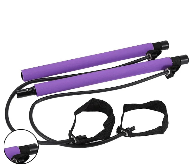 Barra Multifuncional de Pilates com Corda Elástica – Treinamento de Corpo, Costas e Alongamento