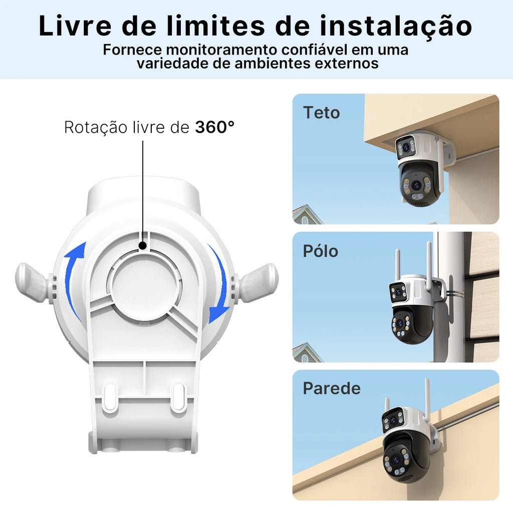 Câmera de Segurança P2 PTZ IP WiFi Externa com Rastreamento Automático