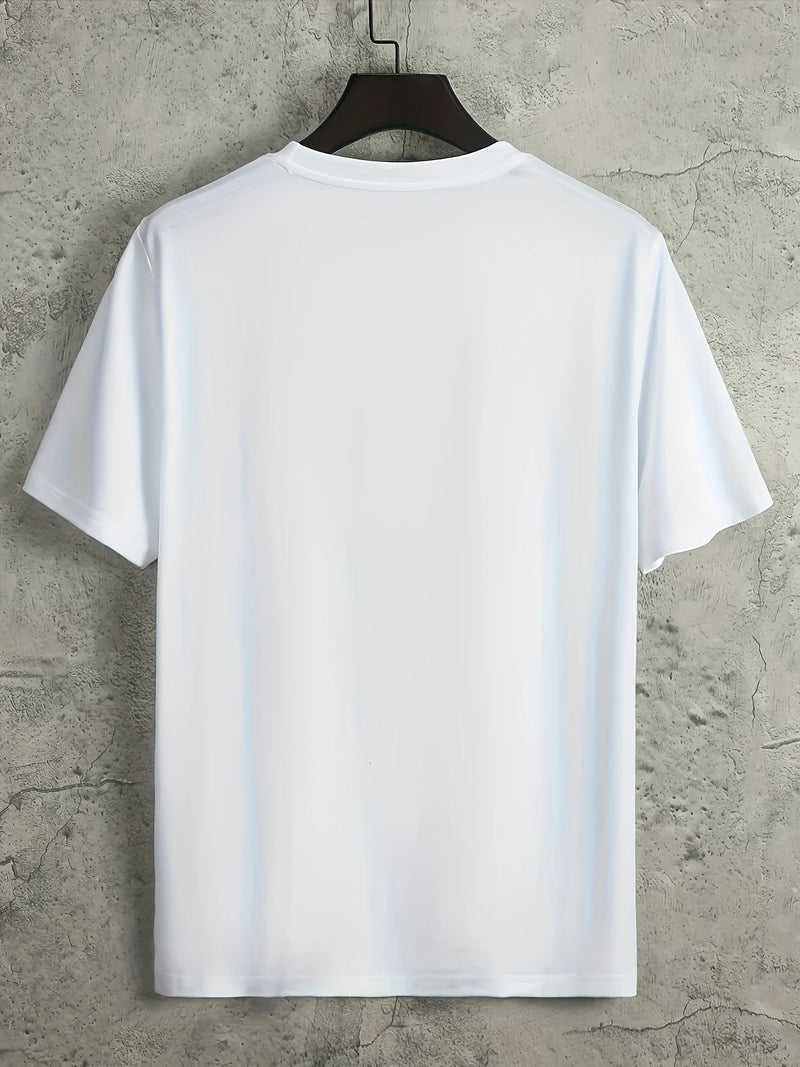 Camiseta masculina casual ajuste em torno do pescoço manga curta
