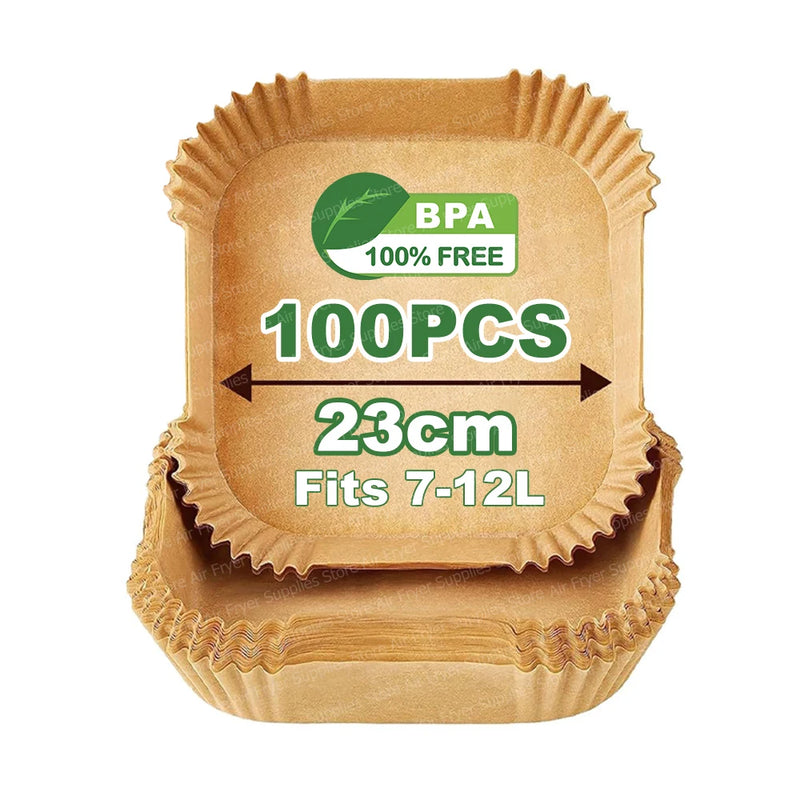 Papel Antiaderente Quadrado para Air Fryer – Praticidade, Limpeza e Cozimento Perfeito