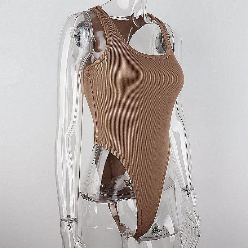 Bodysuit de malha sem mangas