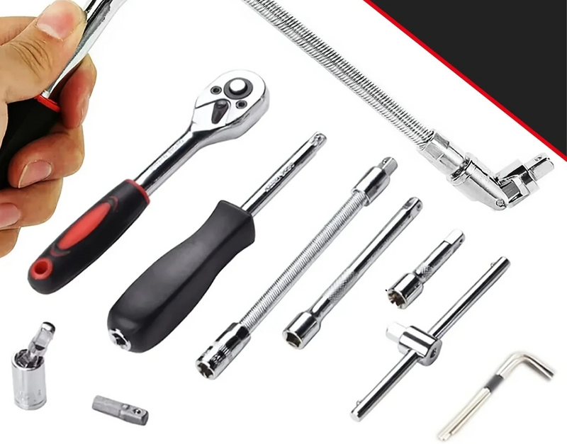 Jogo de Chaves Soquete com Catraca 46 Peças – Completo, Resistente e Ideal para Reparos Automotivos