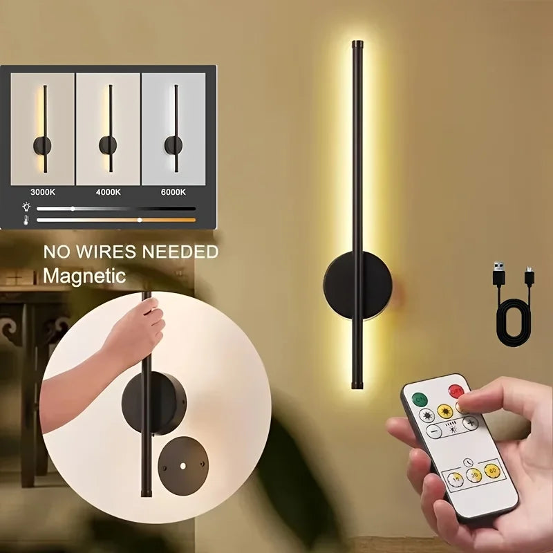 Luminária de Parede LED Recarregável 5V – Luz Sem Fio com Controle Remoto