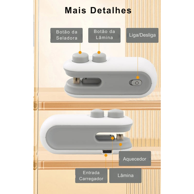 Selador de Embalagens Térmico – Conservação de Alimentos e Aferidor de Sacos Plásticos