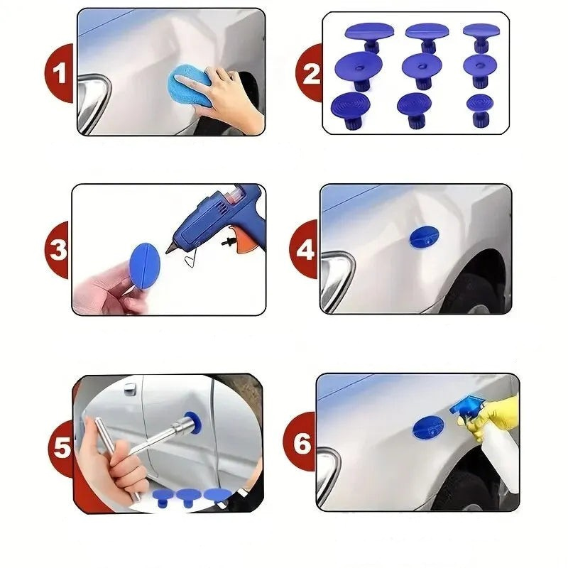 Kit Removedor de Amassados Automotivos – Ferramenta de Desamassar Sem Pintura para Funilaria e Reparos de Carro