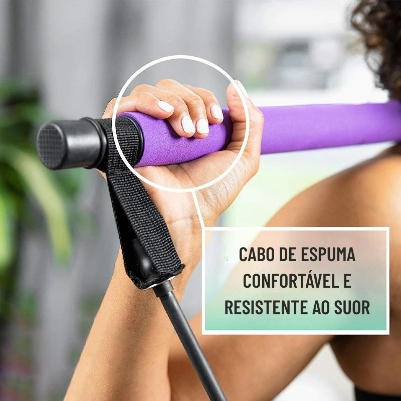 Barra Multifuncional de Pilates com Corda Elástica – Treinamento de Corpo, Costas e Alongamento