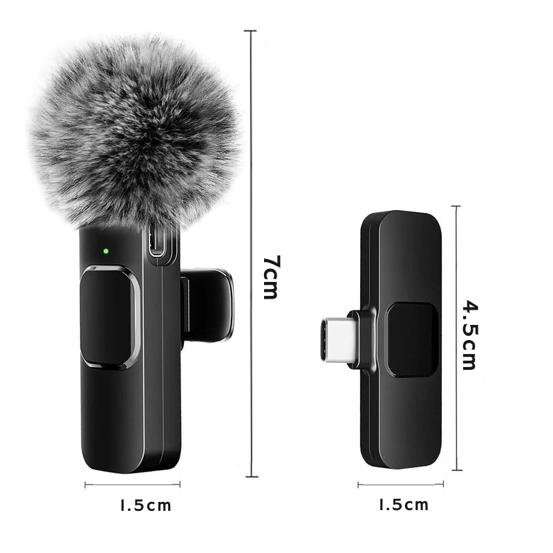 Microfone de Lapela Sem Fio Lavalier – Mini Mic para Celular, iPhone, Android, Notebook e Gravações Profissionais