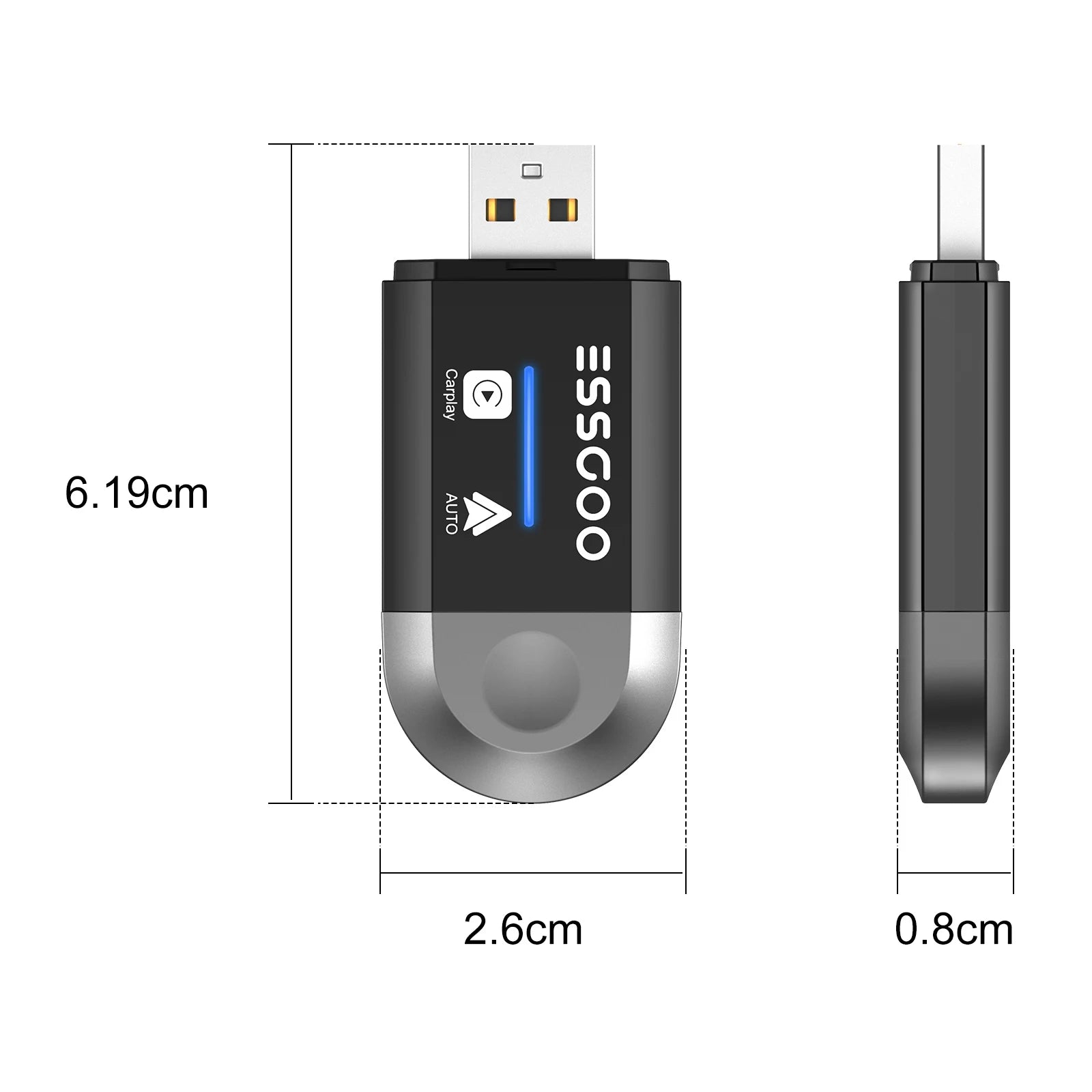 Adaptador Sem Fio CarPlay Android Auto WiFi Plug e Play
