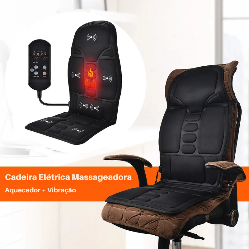 Almofada Massageadora para Costas com Aquecimento e Vibração Uso Para Casa e Carro