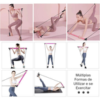 Barra de Pilates Multifuncional com Elásticos – Treino Completo para Corpo e Alongamento