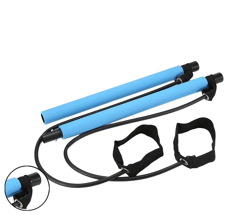 Barra de Pilates Multifuncional com Elásticos – Treino Completo para Corpo e Alongamento