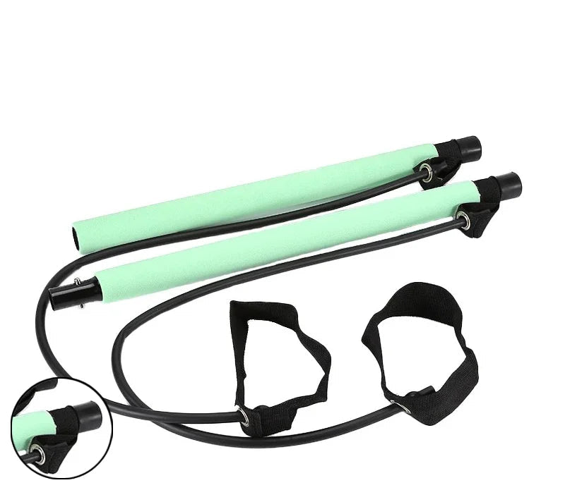 Barra de Pilates Multifuncional com Elásticos – Treino Completo para Corpo e Alongamento