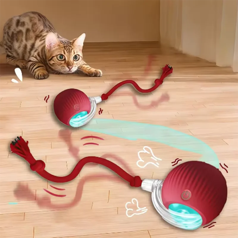 Brinquedo Interativo Automático para Gatos com Bola Giratória e Haste Resistente