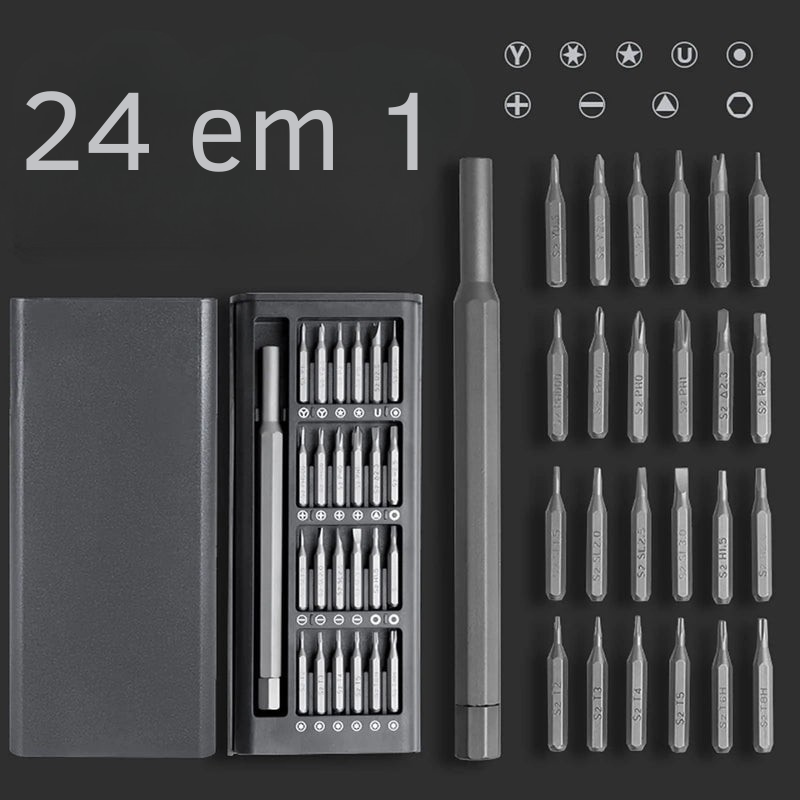 Kit de Chaves de Precisão Magnéticas 24 em 1 – Profissional e Compacto para Eletrônicos