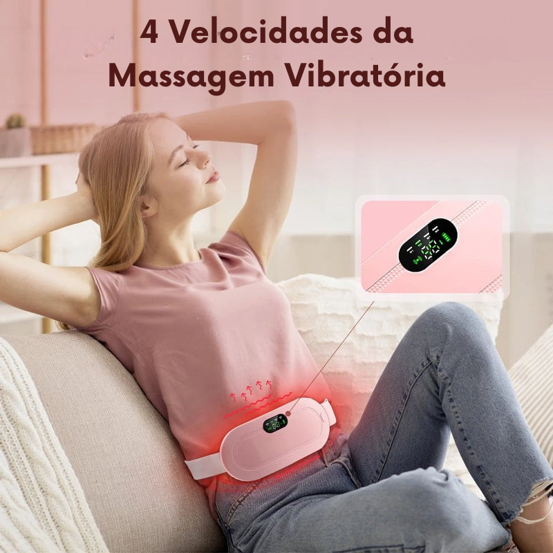 Cinta Massageadora Abdominal Menstrual com Aquecimento e Vibração Portátil