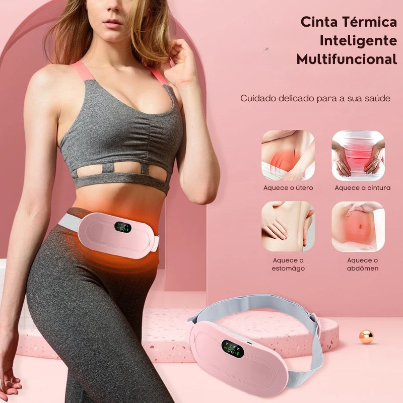 Cinta Massageadora Abdominal Menstrual com Aquecimento e Vibração Portátil
