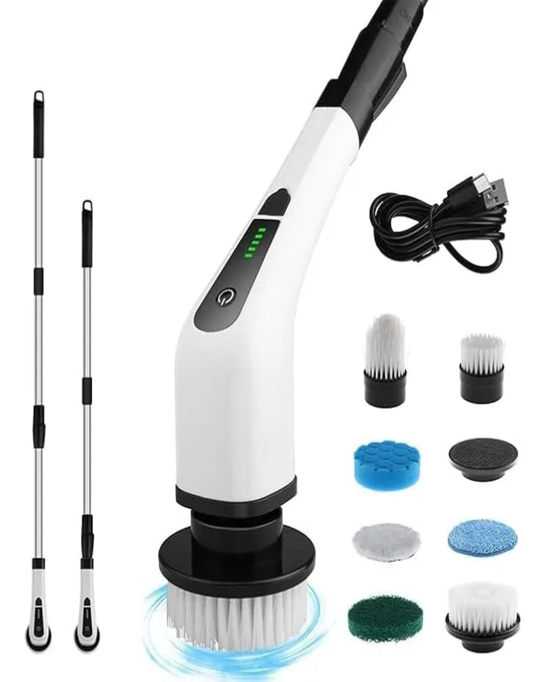 Escova Elétrica de Limpeza 9 em 1 – Recarregável, Sem Fio e Rotação 360°